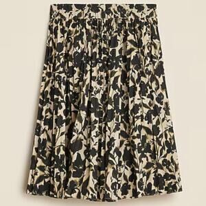 J. Crew Smocked-waist Pleated Skirt in Black Floral